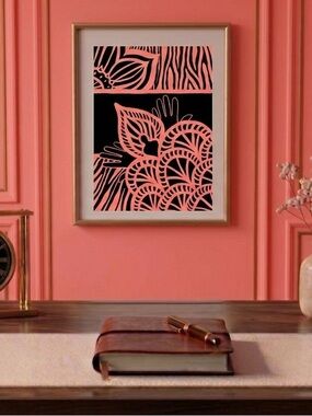 Painting by Khephra Pink and Black Art Print 5x7 inches